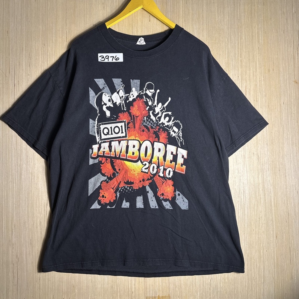 Q101 Jamboree 2010 USA Cotton Black Large T-Shirt Men's Large Band Concert Tee